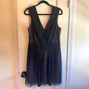 Lacy and Pleated Black Cocktail Dress - BCBGMaxAzria